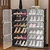 6 Layer 2 Column Portable Plastic Shoe Rack   - Black
