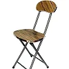 Wooden Folding Stool Chair with Back Support - Multicolor