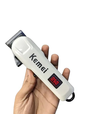 Kemei KM-809A Professional Hair Clipper  With Battery Level Indi- White