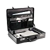 Medium Size Classic Faux Leather Briefcase Bag - Black