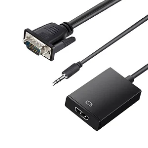 VGA To HDMI Converter Adapter Cable With Audio Output -Black