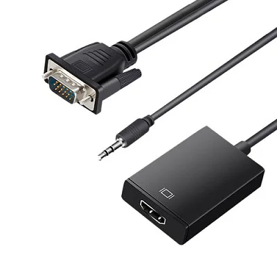 VGA To HDMI Converter Adapter Cable With Audio Output -Black