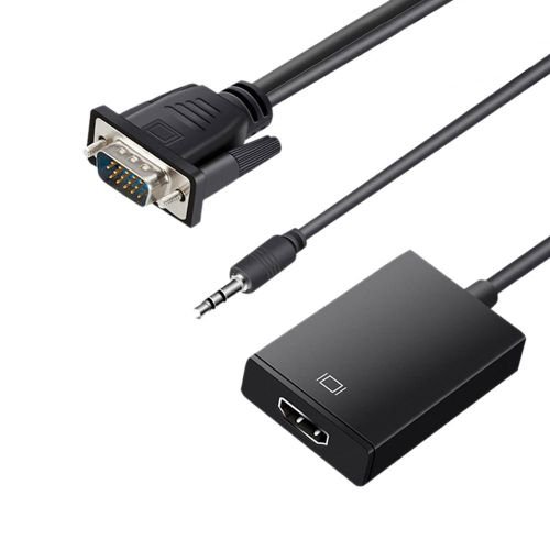 VGA To HDMI Converter Adapter Cable With Audio Output -Black