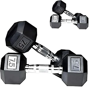 7.5 Kg pair rubber dumbells - Black