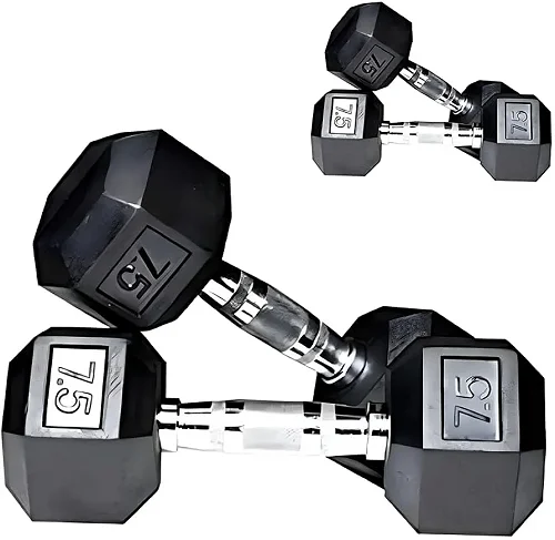 7.5 Kg pair rubber dumbells - Black