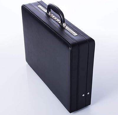 Medium Size Classic Faux Leather Briefcase Bag - Black
