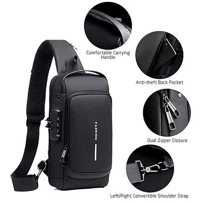 Anti-Theft Sling Bag Chest Bag with USB Port, Crossbody Backpack, Daypack Waterproof, Travel Shoulder Bag Crossbody Chest Bag