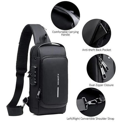 Anti-Theft Sling Bag Chest Bag with USB Port, Crossbody Backpack, Daypack Waterproof, Travel Shoulder Bag Crossbody Chest Bag