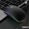 2.4G Wireless Rechargeable Mouse with Colourful Light - Black