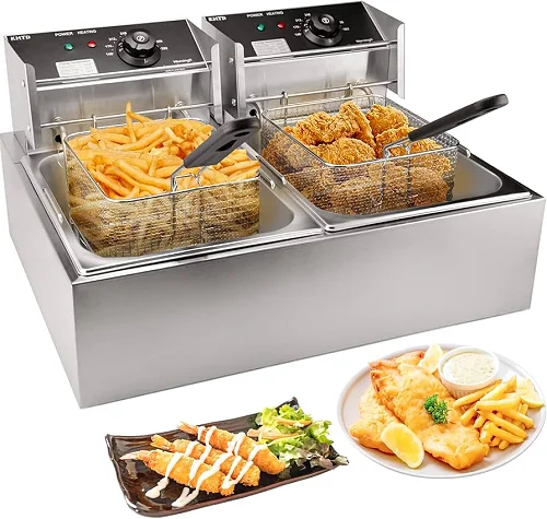 12Liters Double Blow Stainless Deep Fryer, Silver