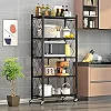 5 Layers Foldable Strong And Moveable Storage Kitchen Rack - Black