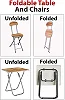 Portable Foldable Camping Table Set with  Two Seats- brown