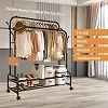 double -rail clothes garment rack with storage shelvels and wheels
