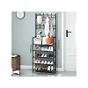 5 Tiers Coat Rack Shoe Rack With Coat/ Bags Hook -  Black