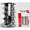kitchen Spice Rack with 16 Set of Spice Jars, Round Stainless Steel