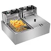 Commercial Electric Deep Fryer 12L Double Stainless Steel  With Chips Cutter