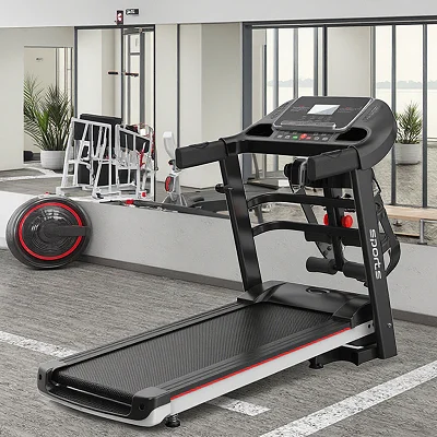 Foldable Motorized Treadmill/ Walking Pad With Massager And Display - Black