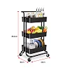 3 Tier Movable Trolley Kitchen Rack Organizer - Black