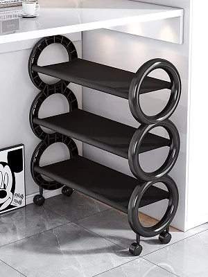 3 Tier Layer Plastic Shoe Rack Storage Organizer With Wheels - Black