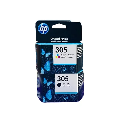 A Pair Of Original HP 305 Ink Cartridges-Tri Colour &amp; Black