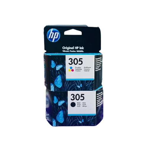 A Pair Of Original HP 305 Ink Cartridges-Tri Colour &amp; Black