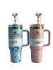 Floral Stanley Cup Tumbler with Straw and Handle 1200mls -Multicolour