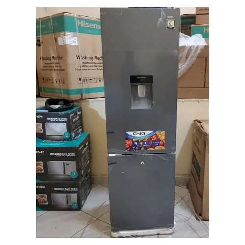 Chiq 340L Defrost Bottom freezer Refrigerator With Water Dispenser Gray