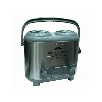 15 Litre Twin Flask - Hot And Cold Beverage Dispenser - Silver