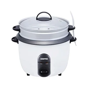 Geepas 2.8 Liters Non Stick Automatic Rice Cooker GRC4327-White/Silver