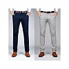 2 Pack of Men's Non Fading Formal Khaki Stretcher Trousers - Navy & Khaki