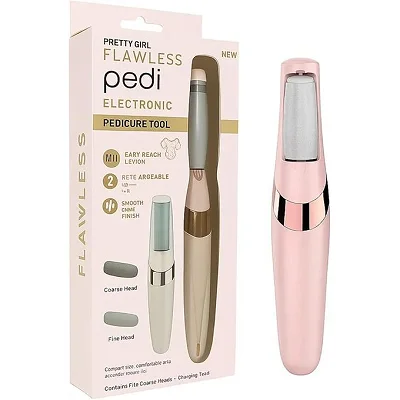 Flawless Pedicure Tool, Rechargeable &amp; Cordless, Removes Calluses, Remove Hard, Dry &amp; Cracked Skin on Feet, Two Speeds, Two Heads, Built-In LED Light