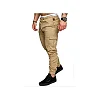 Men's Khaki Track Pants Cargo Trouser - Brown