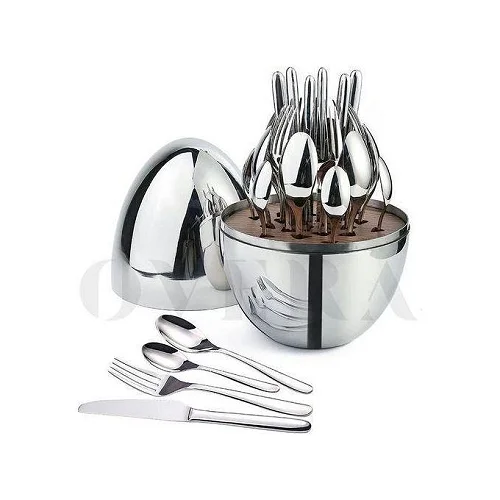 Eggshell 25-Piece Executive Cutlery Set – Stainless Steel Dining Set with Egg-Shaped Case (6 Knives, Forks, Spoons &amp; Teaspoons)