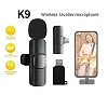 K9 Professional Microphone Wireless Lavalier Microphone For Android Type C & IPhone.
