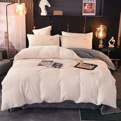 6x6 Luxury Coral Velvet Duvet Set (4 Pieces) Bedsheet &amp; 2 Pillowcases