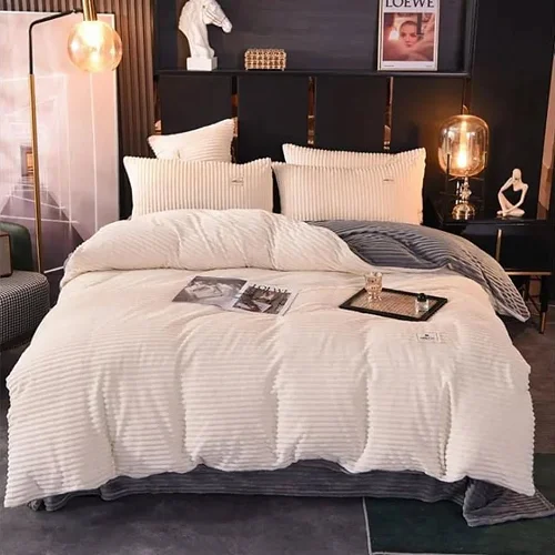 6x6 Luxury Coral Velvet Duvet Set (4 Pieces) Bedsheet &amp; 2 Pillowcases