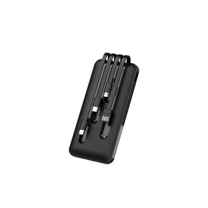 20,000mAh Fast Charging Power Bank With 4 Different Charging Cables - Black