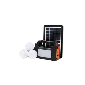 Solar Home Lighting System With Phone Charging , USB, AUX, FM Radio Black