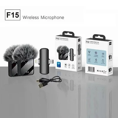 Universal F11-2 3-in-1 Professional Wireless Bluetooth – Plug &amp; Play Mic for Phone, Camera &amp; Laptop