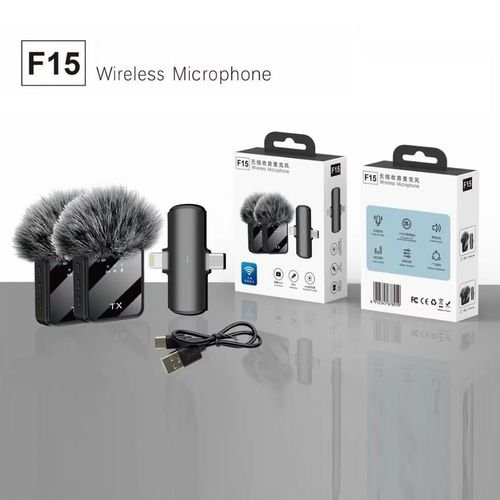 Universal F11-2 3-in-1 Professional Wireless Bluetooth – Plug &amp; Play Mic for Phone, Camera &amp; Laptop