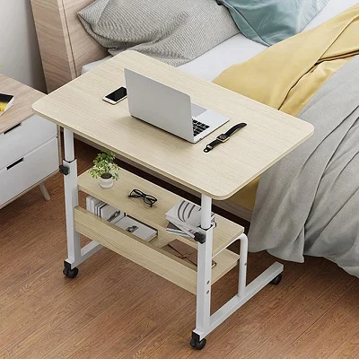 Laptop Table Height Adjustable, Side Table with Wheels, Bedside Table, Mobile Bar Table with 4 Wheels, Overbed Table