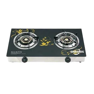 Double Glass Cooking Gas Stove / Burner /Cooker/Cook Top With Automatic Ignition - Black