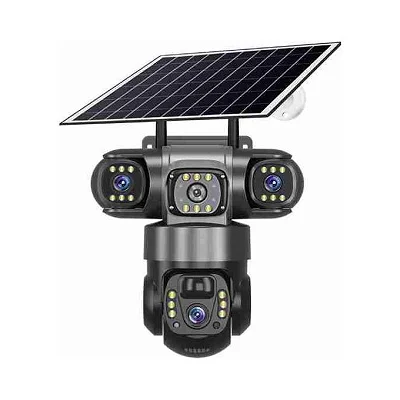 Solar Camera 4G Sim Card / WiFi Outdoor 3 Lens 3 Screen  Human Detect Network IP Cameras Night Vision CCTV Security Protection