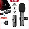 K9 Lavalier Microphone Wireless Lapel Microphone Lavalier Mic YouTube Facebook TikTok Live Stream Type C & Lighting  - Black
