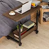 Adjustable Laptop Table Side Table with Wheels- Brown