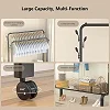 Metallic Double Garment Rack With Integrated Shelving And Caster Wheels