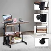 Adjustable Laptop Table Side Table with Wheels, Bedside Table - Brown