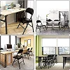 Foldable  Table & 2 Chairs Set With Tempered Glass Tabletop - Black