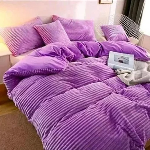 6*6  4pcs Duvet Set Coral Velvet Duvet With 1Bedsheet  2 Pillowcases - Purple