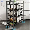 Kitchen Metal Carbon Steel Storage Rack Floor-standing Four-Tier